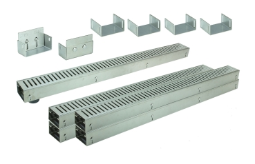 Edelstahlentwässerungsrinnen Bauhöhe 60 bis 80mm, Rost Schlitzdesign SET Typ 5